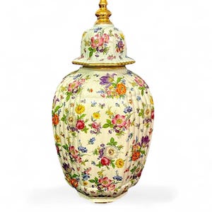 Massive Boch Frères Hand-Painted Floral Vase with Gilded Details - Rare Collectible Piece - 51 cm (20 inches)