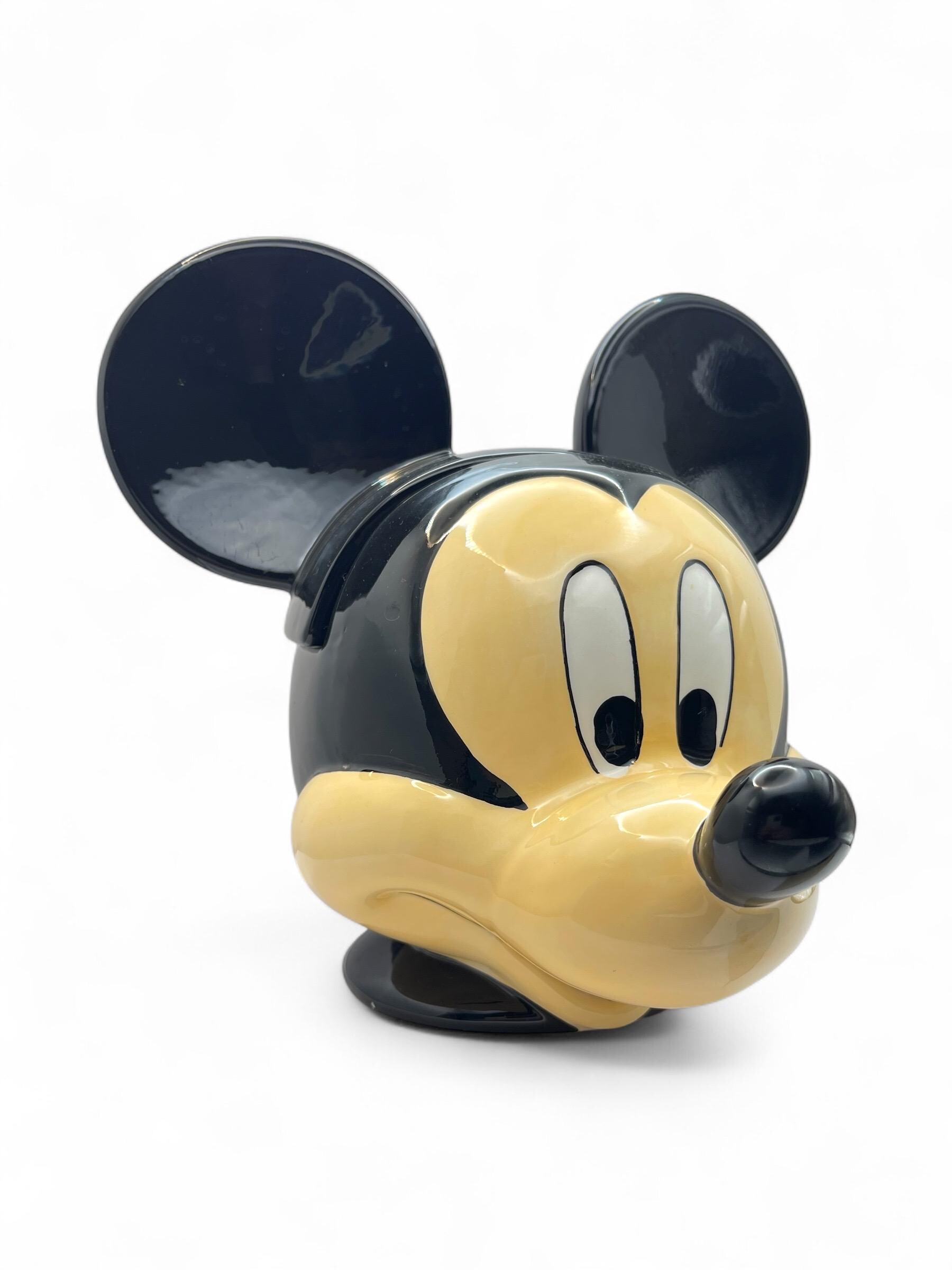 Vintage Disney Porcelain Mickey Mouse Head Biscuit Jar – Lidded Cookie Container