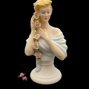 Apulum Marked Romanian Bisque Porcelain Lady Bust, Hand Painted, Collectible, 25.5 cm (10 inches)