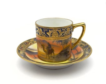 Noritake hand painted desert camel scene demitasse cup and saucer