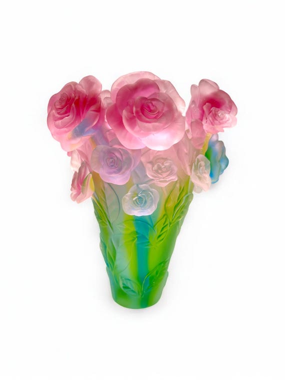 Daum ドーム グリーンの花 パートドべール ガラス クリスタルDaum