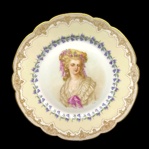 Antique French Sevres Porcelain Wall Plate with Portrait of Marie-Thérèse-Louise de Savoie