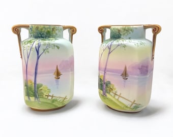Exquisite Hand-Painted Nippon Vases (Pair) – Circa 1911–1921