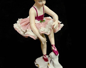 Wilhelm Rittirsch Dresden Lace Porcelain Dancer Ballerina Figurine
