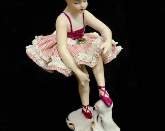 Wilhelm Rittirsch Dresden Lace Porcelain Dancer Ballerina Figurine