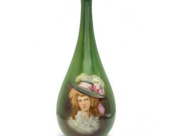 Antique Carlsbad Austria 30.5 cm (12 in) Porcelain Portrait Vase - Late 19th / Early 20th Century