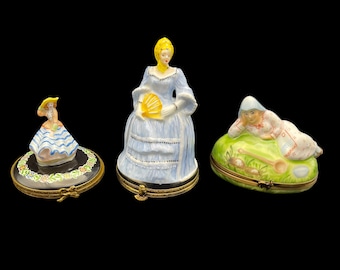 Authentic Limoges France Porcelain Trinket Boxes - Hand-Painted Ladies Collection - Choose Your Design