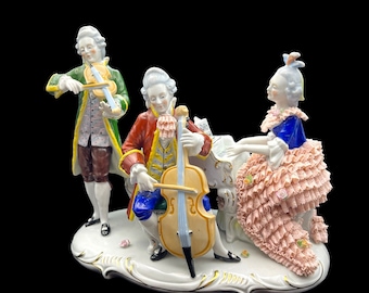 Dresden Lace Porcelain Musicians Figural Group