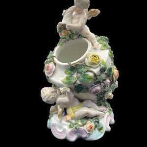 Rare Antique Sitzendorf Porcelain Vase with Cherubs