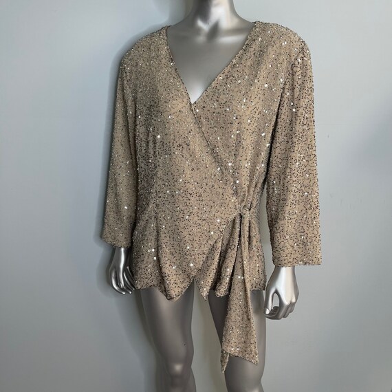 CHADWICK’S Beige Sequin Embellished Jacket, Size … - image 6