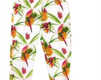 Bill Blass Vintage Bird Print Capri Pants, Size 8