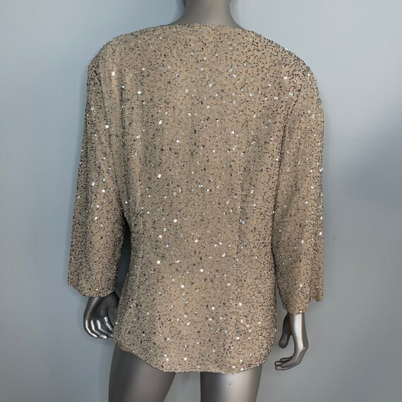 CHADWICK’S Beige Sequin Embellished Jacket, Size … - image 5