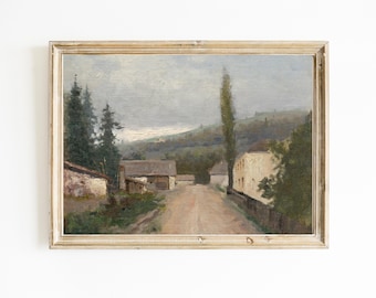 MAILED Vintage European Village Giclée Print: Neutral Rustic Fine Art
