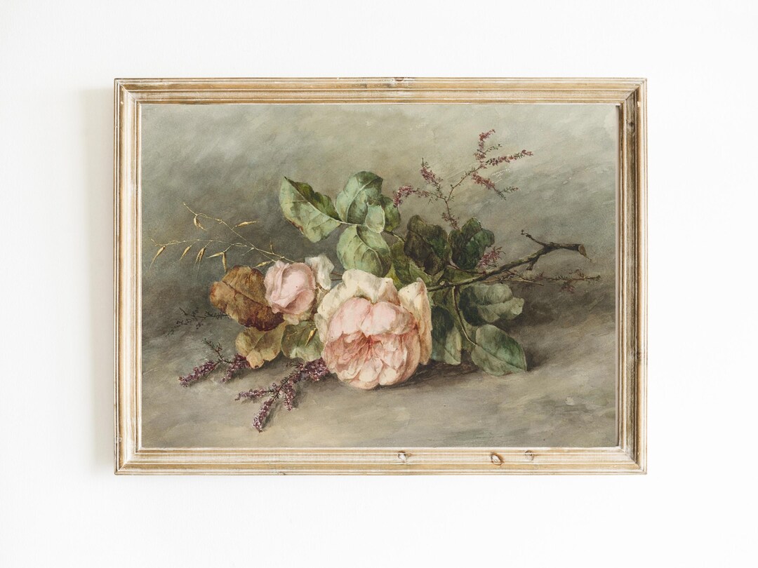MAILED Vintage Pink Roses Art Print: Elegant Cottagecore Floral - Etsy