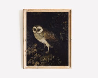 MAILED Vintage Owl Giclée Print: Woodland Animal Art