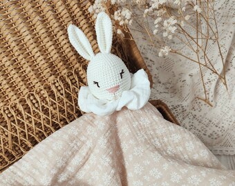 Doudou lapin laurier beige