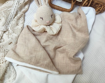 doudou lapin beige chiné