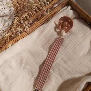 Pacifier clip beige Vichy noisette