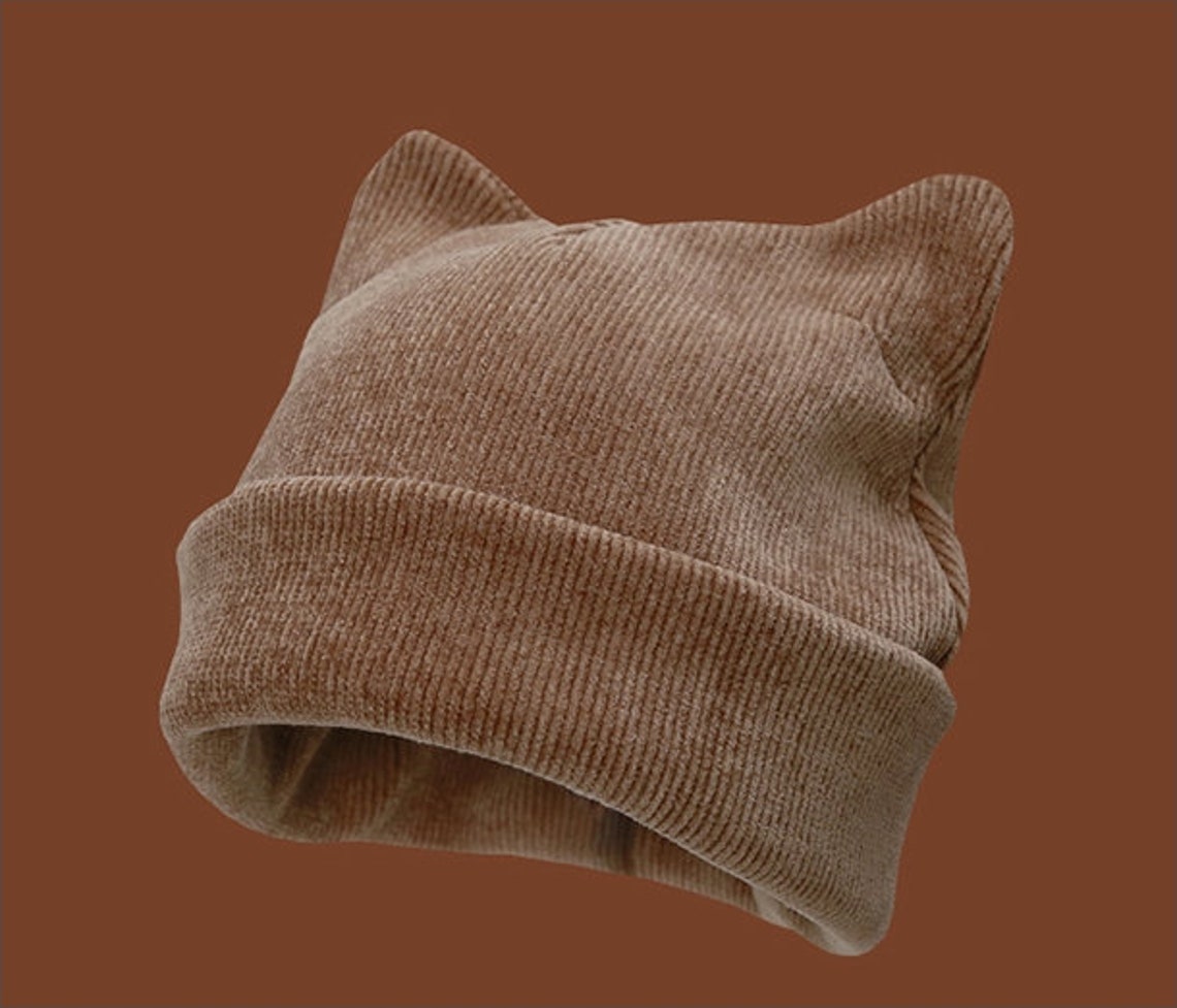 Cute Knitted Cat Ear Hat Wool Cap Women Beanie Winter Hat Etsy