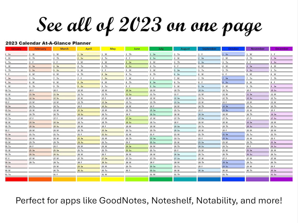 Free Printable Calendar Year At A Glance 2023