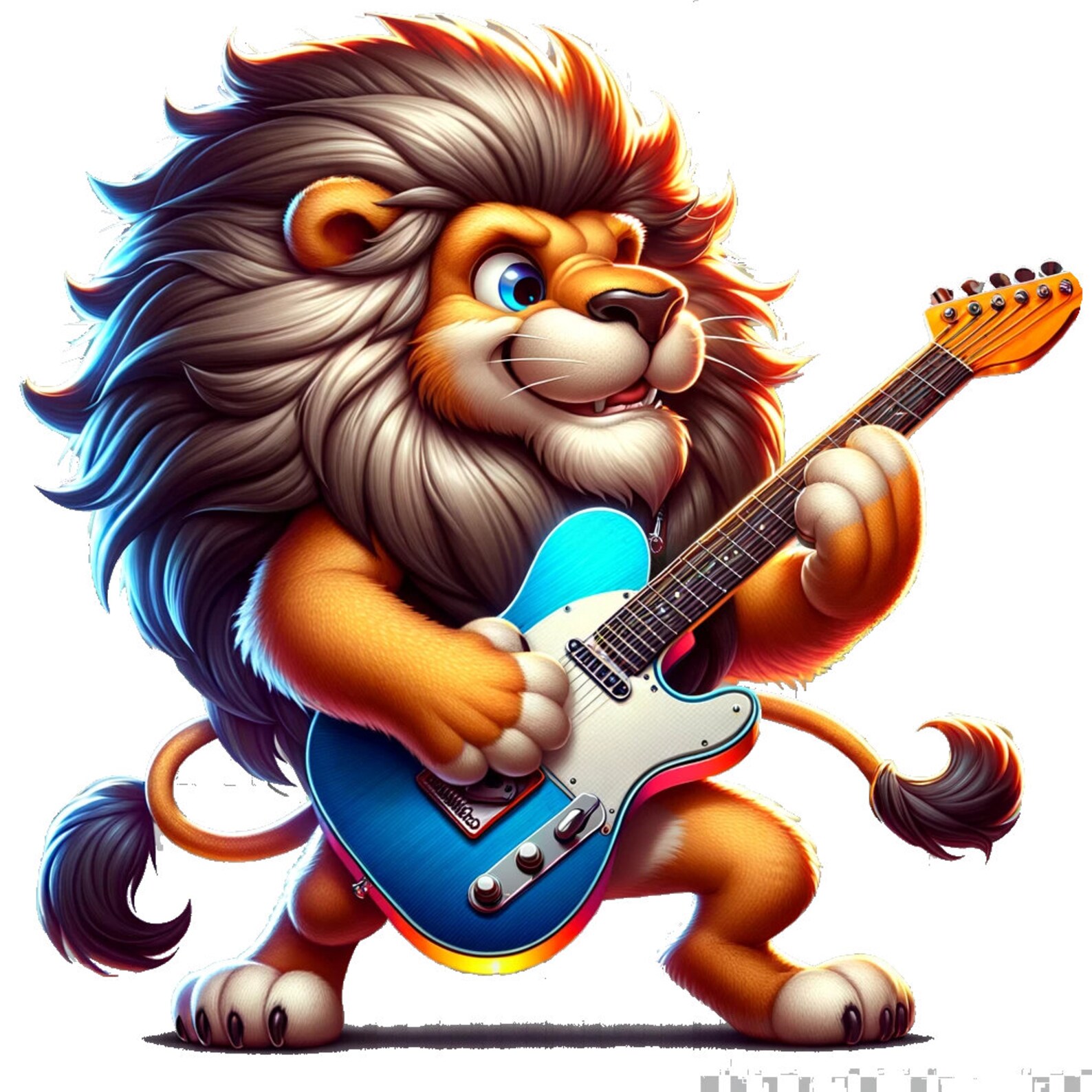 Lion Playing Electric Guitar Digital Graphic Art - Etsy