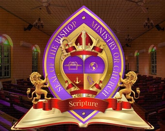 The Seal of the Bishop 103 Red and Purple vector template, Editable svg, cut files Religious Logo, Edit with Adobe Illustrator
