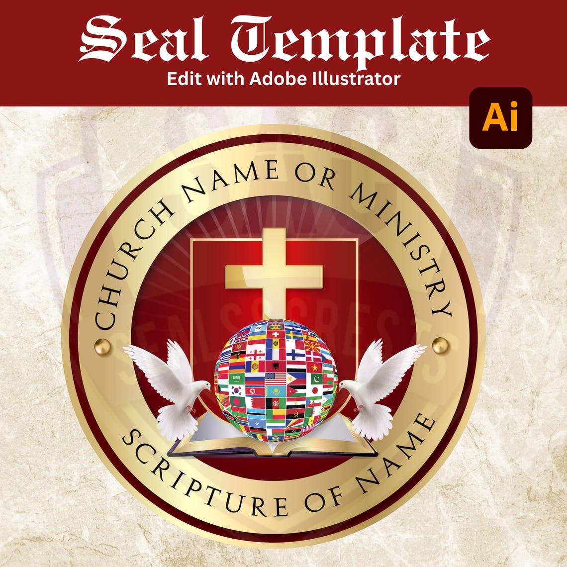 Church Seal Vector Template, Religious Logo (digital Download) Etsy