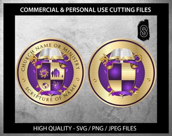 Church Logo Seal Purple ministry svg vector template DIY, Editable svg, cut files Religious Logo, Edit with Adobe Illustrator