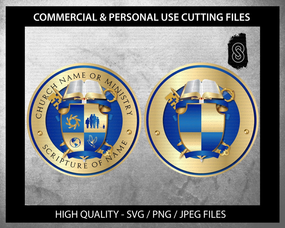 Church Logo Seal Blue Ministry Svg Vector Template DIY, Editable Svg Church Logo Seal Blue Ministry Svg Vector Template DIY, Editable Svg