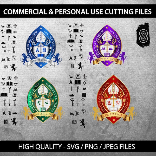 The Seal of the Bishop svg Bundle vector template DIY, Editable svg, cut files Religious Logo, Edit with Adobe Illustrator