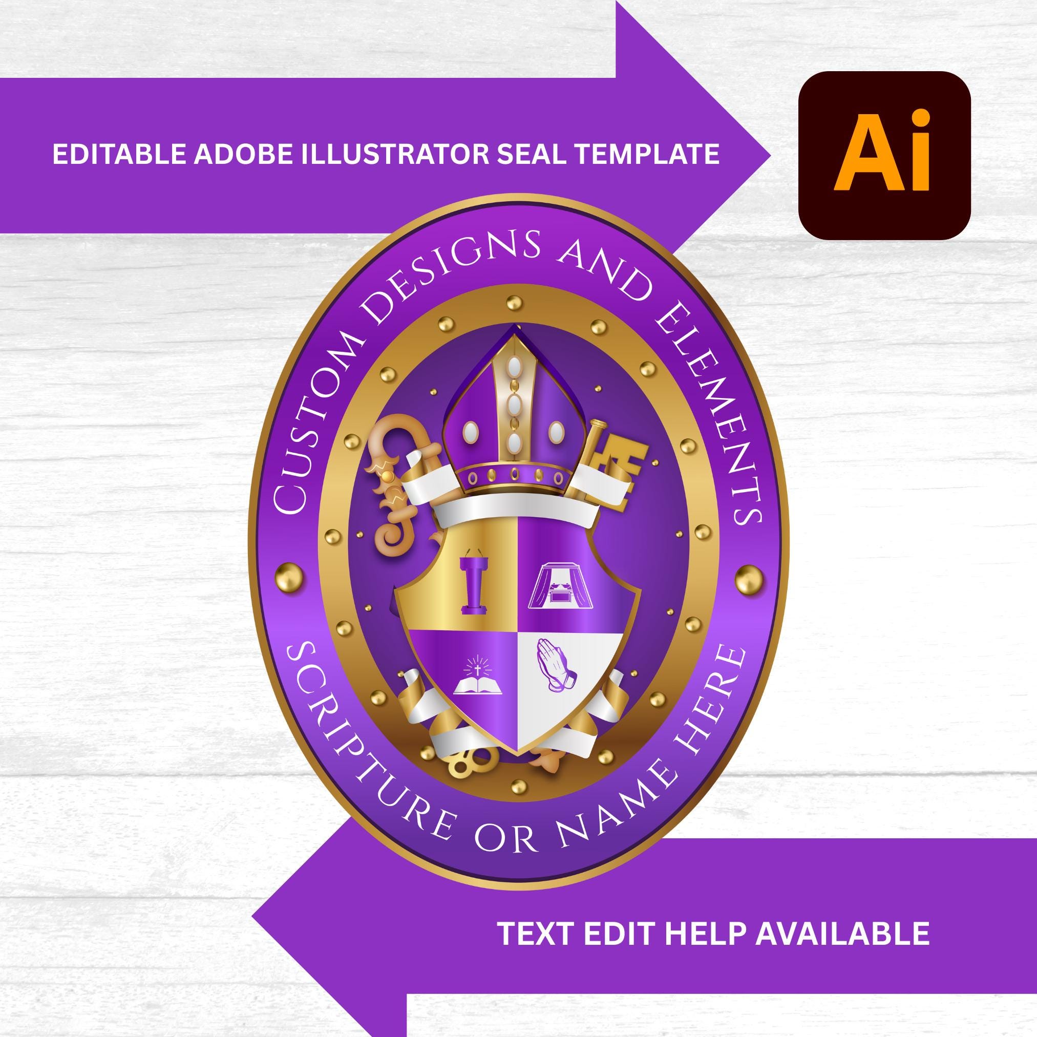 Editable Adobe Illustrator Seal Design | Digital Crest | eps, svg, pdf, png Files | Instant Download | No Physical Item