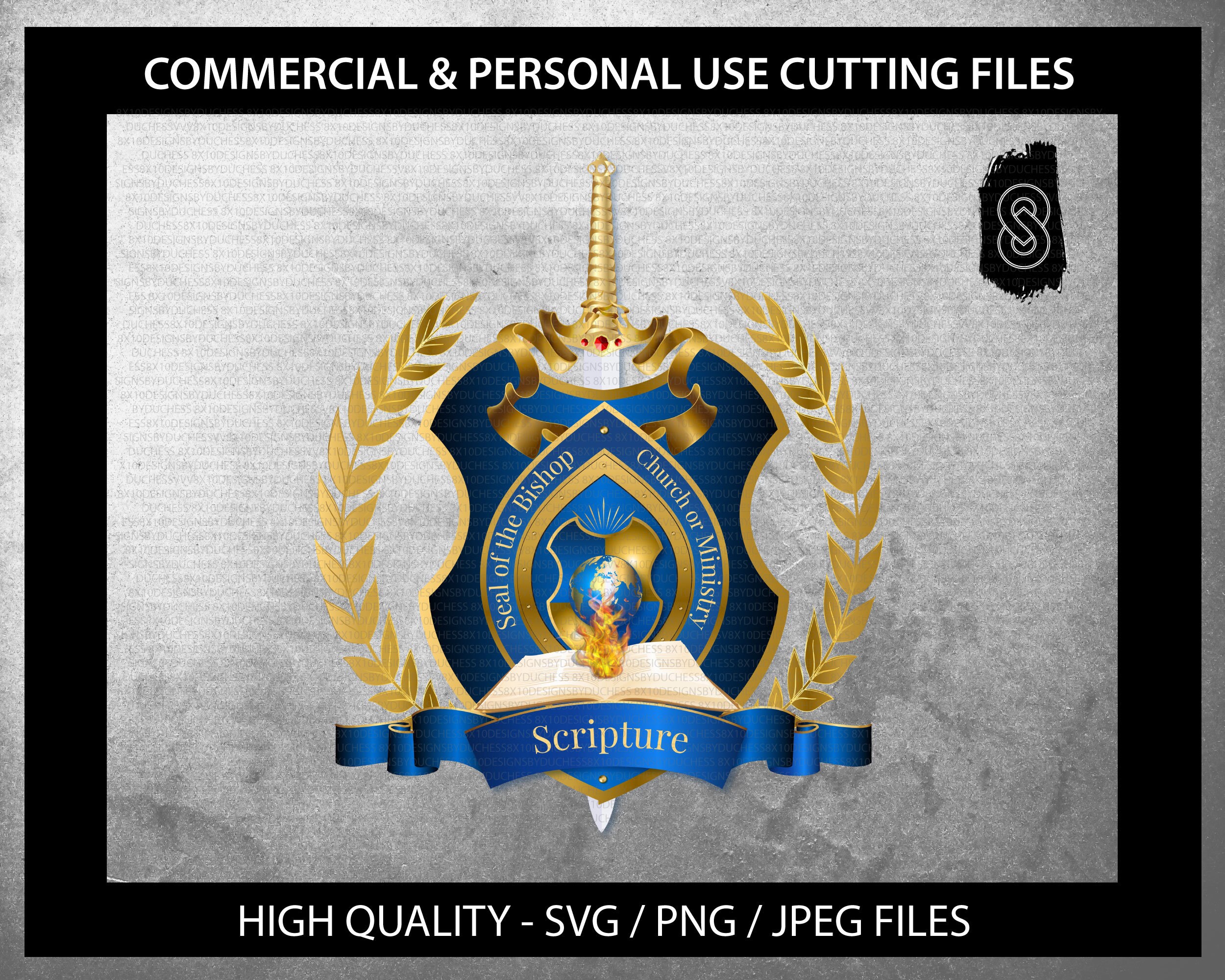 The Seal of the Church Blue 2 Vector Template, Editable Svg, Cut