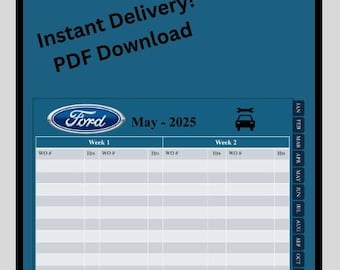 Ford Themed Automotive Technician Diesel Labor Log Planner 2025