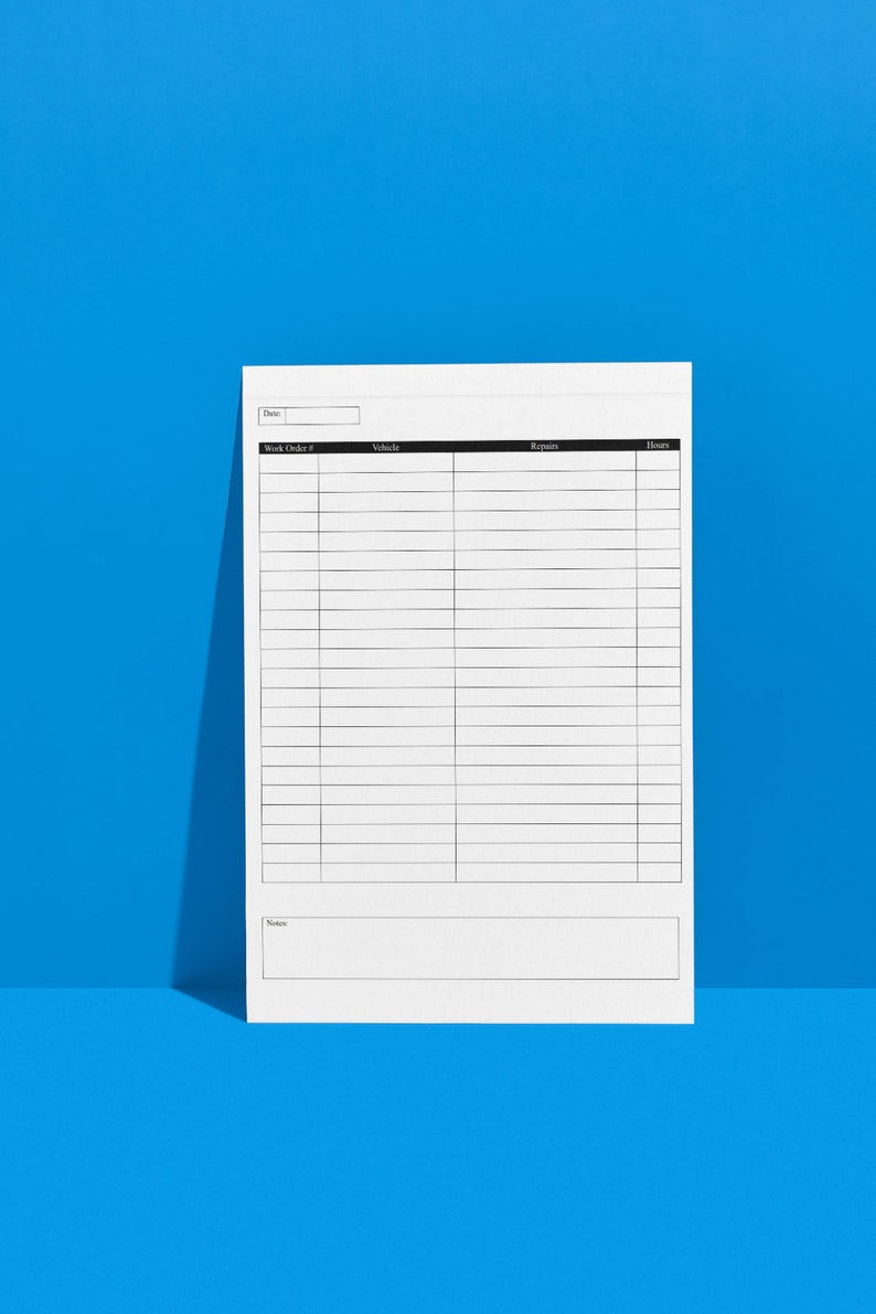 Automotive Diesel Service Technician Labor Log Sheet PDF Printable 8 ...