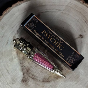 PSYCHIC - Dragonfruit lemonade flavored lip gloss, scented, pink pigment, gothic cosmetics, gold, luxury lip color, vegan makeup, tinted