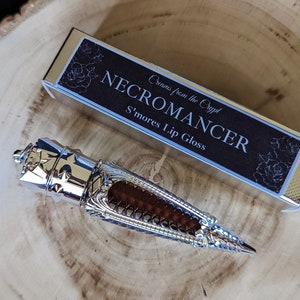 NECROMANCER (Silver) - Spiced Chocolate scented lip gloss, brown color, dark pigment, gothic cosmetics, gold, luxury lip color, vegan makeu