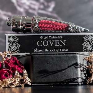 COVEN (Silver edition) - Mixed berry scented lip gloss, wine colored, dark pigment, gothic cosmetics, luxury lip color, vegan makeup, witchy