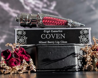 COVEN (Silver edition) - Mixed berry scented lip gloss, wine colored, dark pigment, gothic cosmetics, luxury lip color, vegan makeup, witchy
