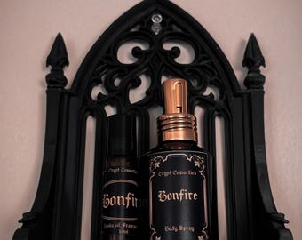 Bonfire - Fragrance bundle, body spray + perfume oil, campfire smoke, incense + sandalwood, fragrance, summer & fall scent, limited edition