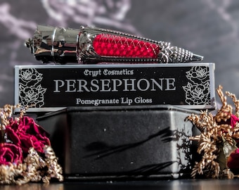 PERSEPHONE (Silver edition) - Pomegranate pink lip gloss, deep pink pigment, witchy gift, gothic makeup, indie brand, alternative, vegan