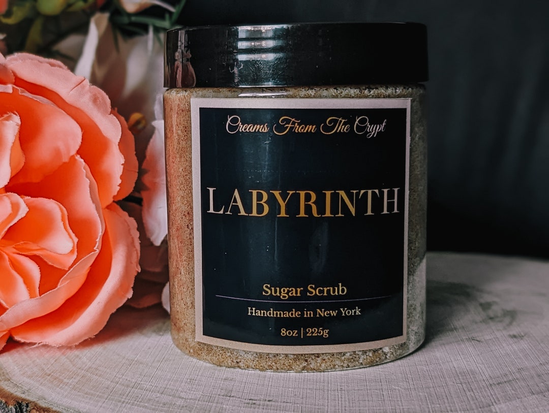 LABYRINTH Peony and Suede Scented Sugar Scrub, Vegan Skincare 