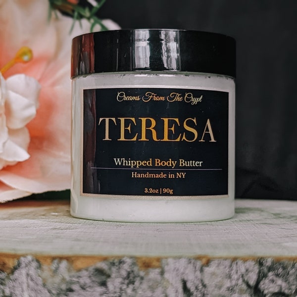 TERESA - Hyacinth scented, vegan whipped body butter, Shea, mango butter, moisturizer, gothic skincare, floral fragrance, fresh spring