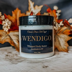 WENDIGO - Cedar + Sandalwood scented, Vegan whipped body butter, Shea, mango butter, gothic skincare, masculine fragrance, unisex, men's