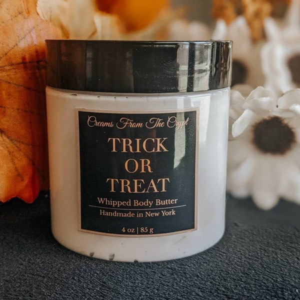 TRICK OR TREAT - Butterscotch Vegan whipped body butter, Shea, mango butter, moisturizer, gothic skincare, sweet scent, fall fragrance