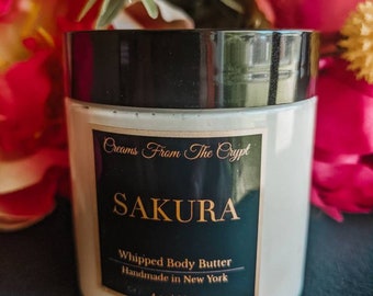 SAKURA - Cherry blossom scented, Vegan whipped body butter, Shea, mango butter, moisturizer, gothic skincare, floral fragrance, fresh