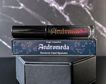 ANDROMEDA - Duochrome liquid eyeshadows, space themed, multichrome cosmetics, witchy makeup, astrology, astronomy, highlighter, vegan