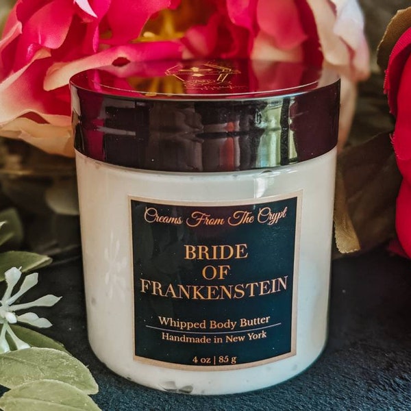 BRIDE OF FRANKENSTEIN - black raspberry vanilla scented, Vegan whipped body butter, Shea, mango butter, gothic skincare, fruity fragrance