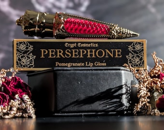 PERSEPHONE - Pomegranate pink lip gloss, deep pink pigment, witchy gift, gothic makeup, indie brand, alternative, vegan, cruelty free
