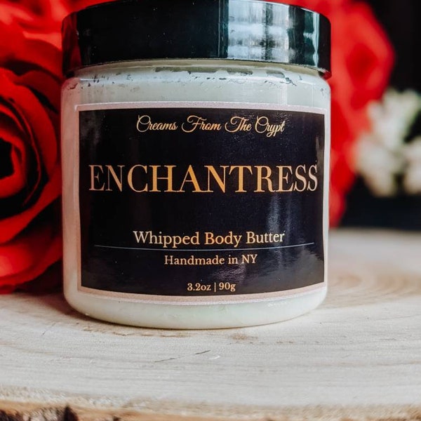 ENCHANTRESS - Blueberry chamomile scented, Vegan whipped body butter, Shea, mango butter, gothic skincare, floral and fruity fragrance