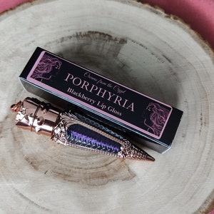 PORPHYRIA - Blackberry scented lip gloss, dark purple, sheer, lip topper, gothic cosmetics, vegan makeup, rose gold, Valentine's Day, gift